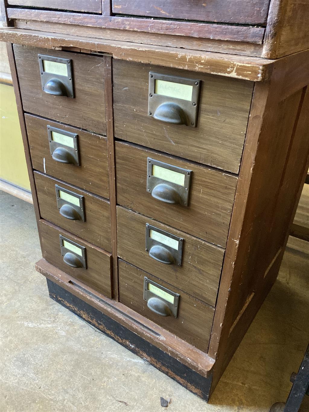 A pair of oak filing chests, width 61cm, depth 57cm, height 74cm